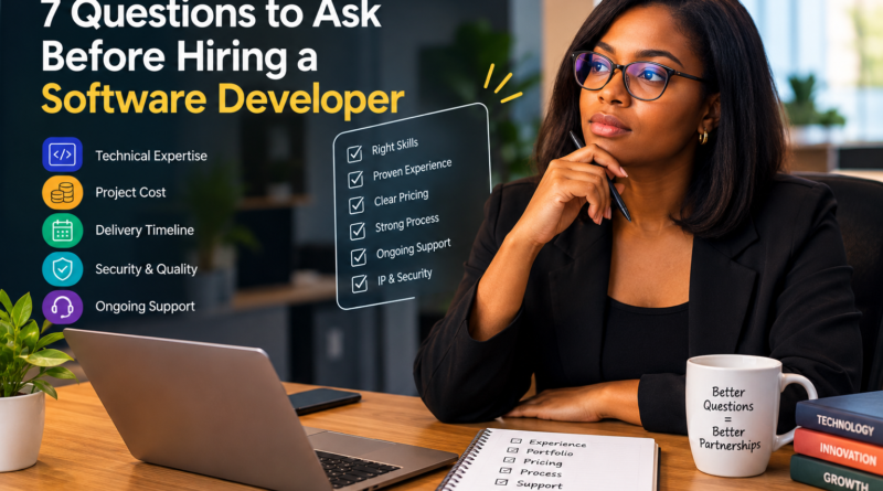 Business owner evaluating questions to ask before hiring a software developer